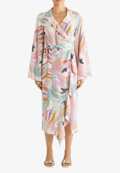 Shop Etro Butterfly-print Silk Dress In Multicolor