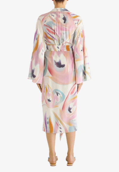 Shop Etro Butterfly-print Silk Dress In Multicolor