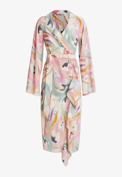 Shop Etro Butterfly-print Silk Dress In Multicolor