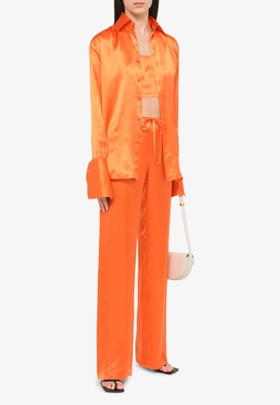 Woera Orange Silk Regular Shirt In Orange