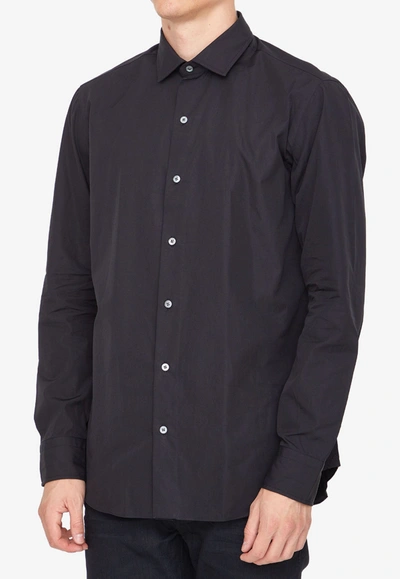 Shop Salvatore Piccolo Button-up Long-sleeved Shirt In Black