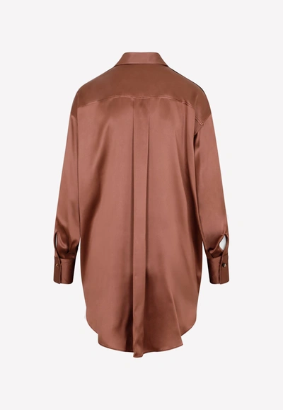 Shop Brunello Cucinelli Button-up Silk Shirt In Brown