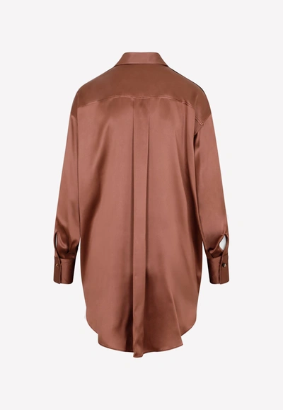 Brunello Cucinelli Button-up Silk Shirt In Brown