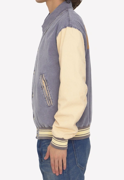 Shop Golden Goose Db Buttoned Bomber Jacket In Gray