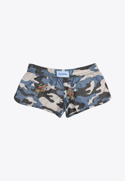 Shop Les Canebiers Byblos All-over Mexican Head Swim Shorts In Camo In Green