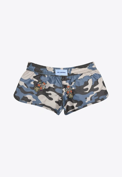 Les Canebiers Byblos All-over Mexican Head Swim Shorts In Camo In Green