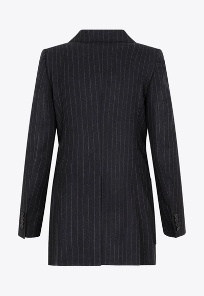 Shop Dries Van Noten Bylee Pinstripe Wool Blazer With Raw Edge In Gray