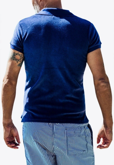 Shop Les Canebiers Cabanon Polo T-shirt In Terry In Blue