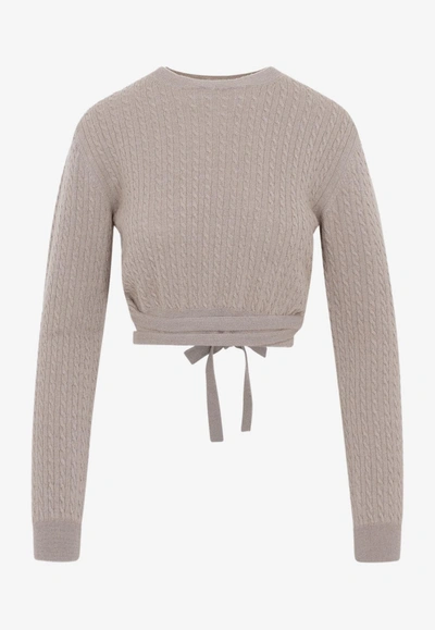 Shop Patou Cable-knit Cropped Sweater In Wool And Cashmere In Nude