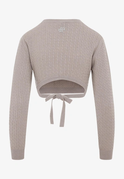 Patou Cable-knit Cropped Sweater In Wool And Cashmere In Nude