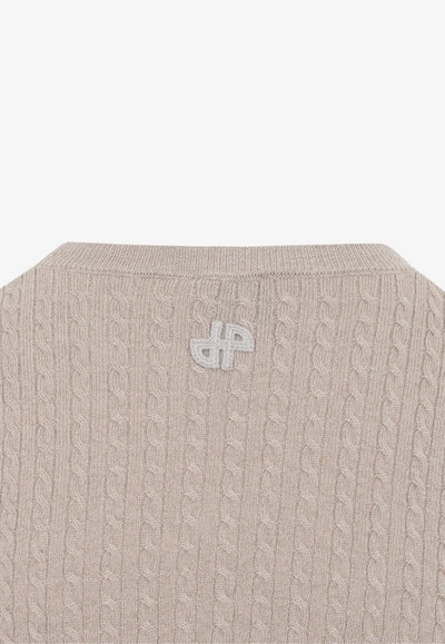 Patou Cable-knit Cropped Sweater In Wool And Cashmere In Nude