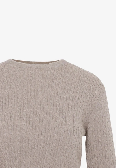 Shop Patou Cable-knit Cropped Sweater In Wool And Cashmere In Nude