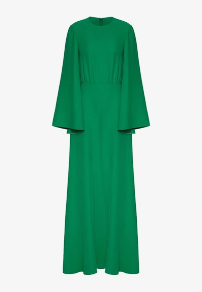 Shop Valentino Cady Couture Wide-leg Jumpsuit In Green