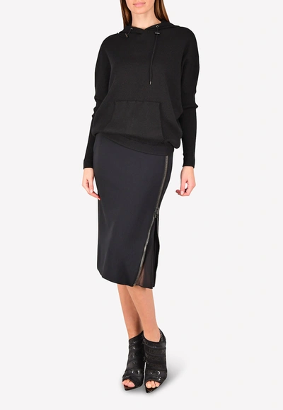 Shop Tom Ford Cady Stretch Zip Pencil Skirt With Sheer Insert In Black