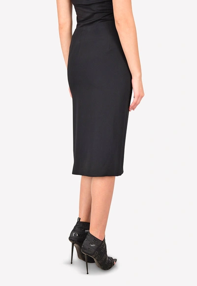 Shop Tom Ford Cady Stretch Zip Pencil Skirt With Sheer Insert In Black