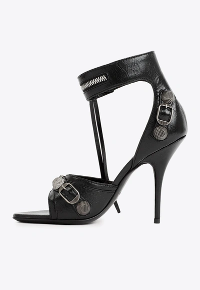 Shop Balenciaga Cagole 105 Leather Sandals In Black