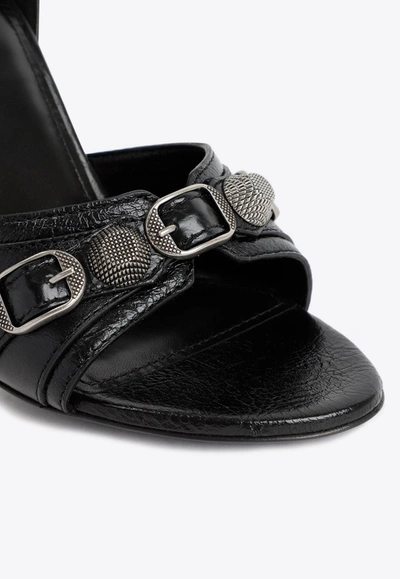 Shop Balenciaga Cagole 105 Leather Sandals In Black