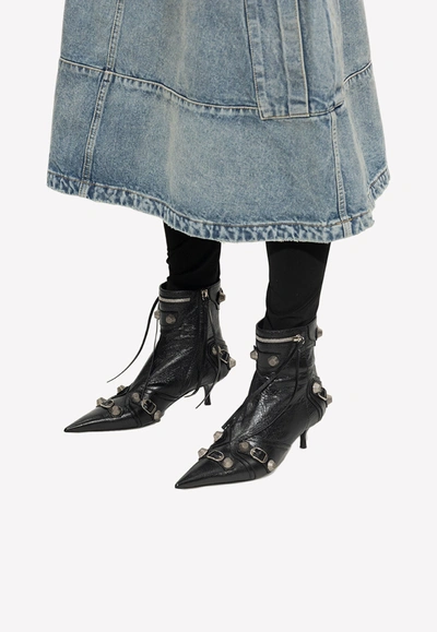 Balenciaga Cagole 50 Ankle Boots In Lamb Leather In Black
