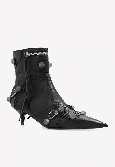 Balenciaga Cagole 50 Ankle Boots In Lamb Leather In Black