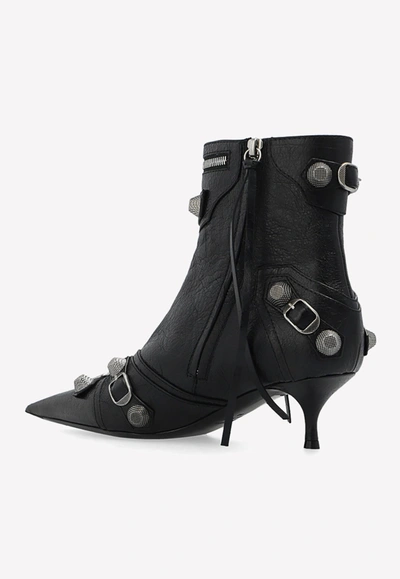 Balenciaga Cagole 50 Ankle Boots In Lamb Leather In Black