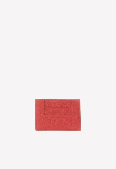 Tom Ford Calf Leather Logo Cardholder In Red