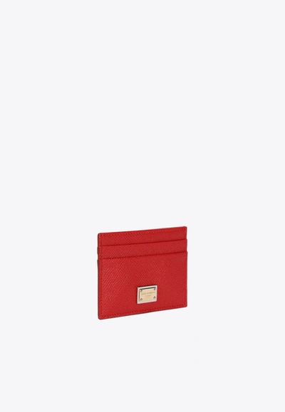 Shop Dolce & Gabbana Calfskin Cardholder With Dg Logo In Red