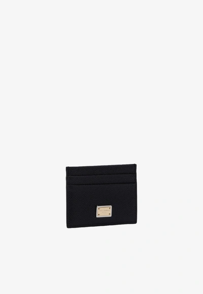 Dolce & Gabbana Calfskin Cardholder With Dg Logo In Black