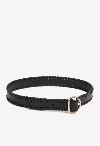 Chloé Mony Belt Black Size S 100% Calf-skin Leather, Zamak In Black