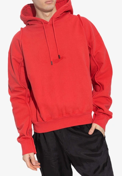 Shop Jacquemus Camargue Embroidered-logo Hooded Sweatshirt In Red