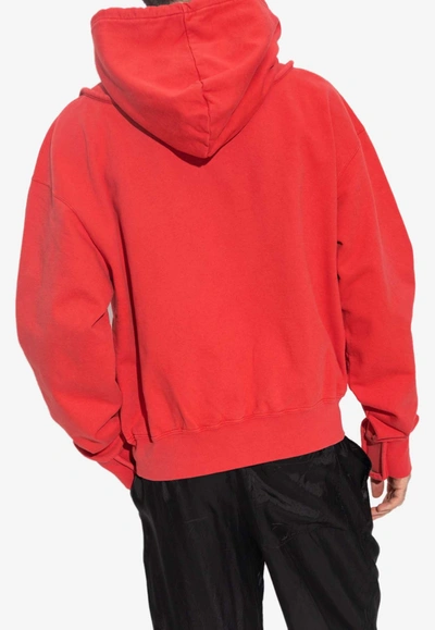 Shop Jacquemus Camargue Embroidered-logo Hooded Sweatshirt In Red