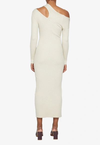 Shop Jonathan Simkhai Camille Off-shoulder Dress In Wool In Taupe