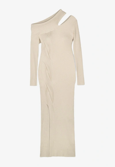 Simkhai Camille Off-shoulder Dress In Wool In Taupe