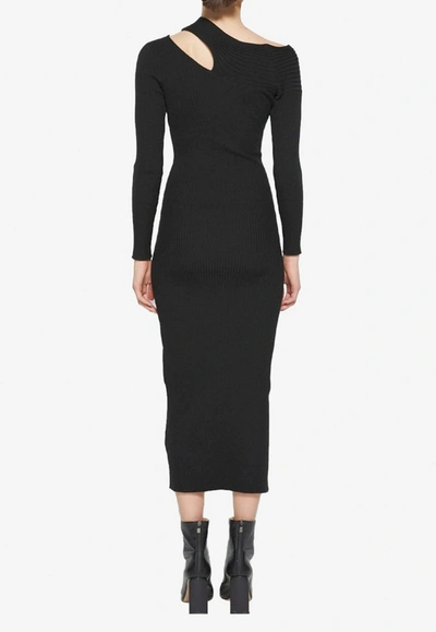 Shop Jonathan Simkhai Camille Off-shoulder Dress In Wool In Black