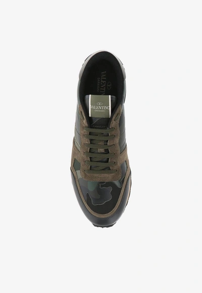 Valentino Rockrunner Camouflage-print Leather And Suede Low-top Trainers In Multicolor