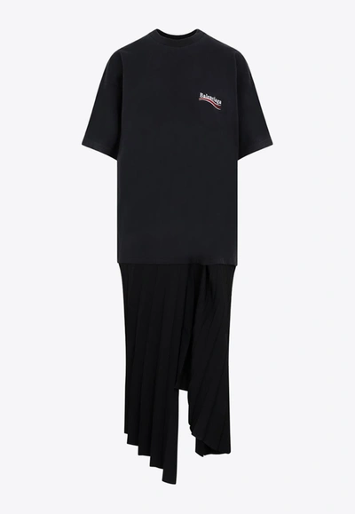 Shop Balenciaga Campaign Logo Midi T-shirt Dress In Black