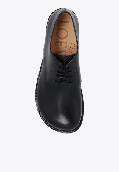 Shop Loewe Campo Leather Derby Shoes In Black