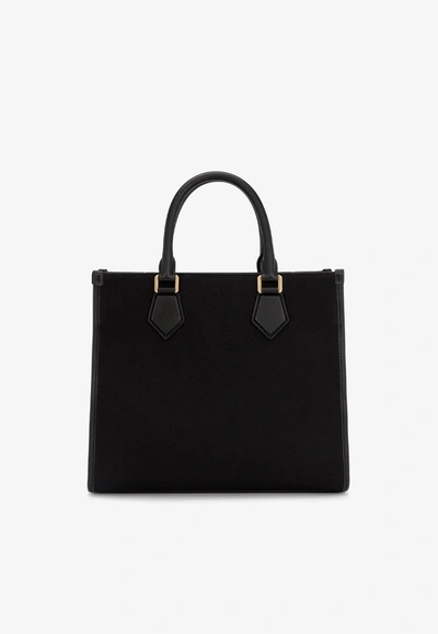 Shop Dolce & Gabbana Canvas And Nappa Leather Shopper Bag In Black