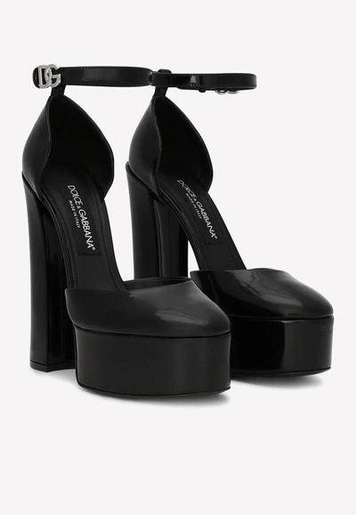 Dolce & Gabbana 145mm Patent-leather Platform Pumps In Black