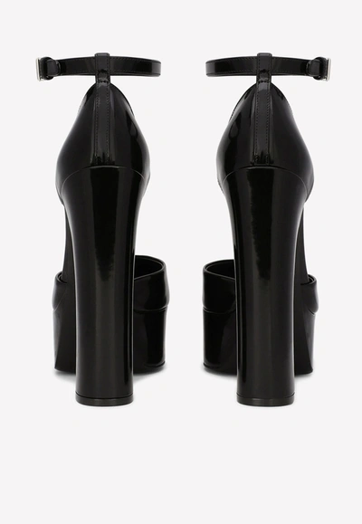 Shop Dolce & Gabbana Capri 105 Platform Pumps In Polished Leather In Black