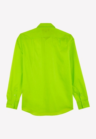 Shop Vilebrequin Caracal Long-sleeved Cotton Shirt In Green