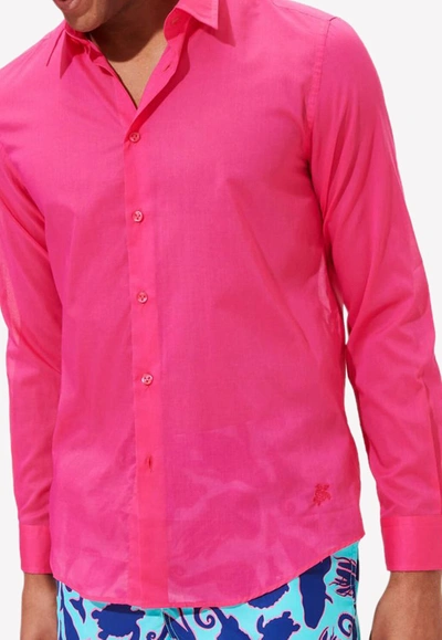Shop Vilebrequin Caracal Long-sleeved Cotton Shirt In Pink
