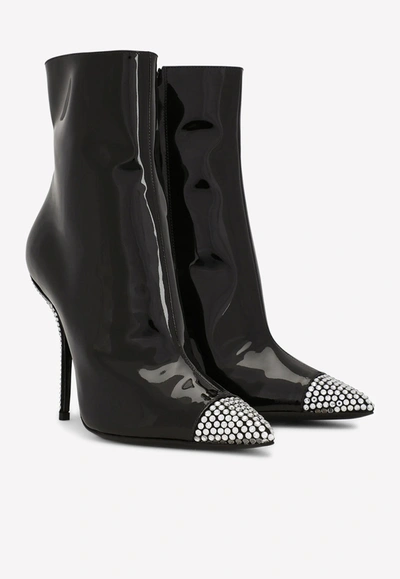 Dolce & Gabbana Crystal-embellished Ankle Boots In Black