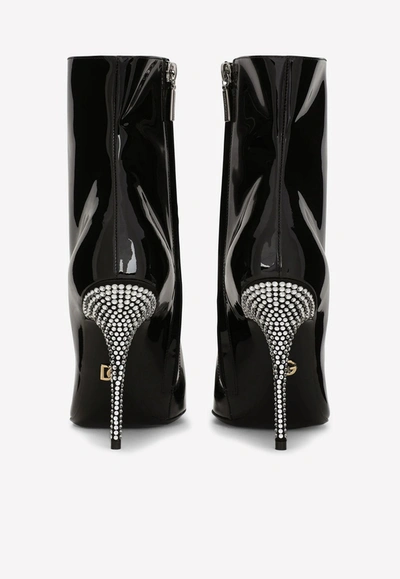 Dolce & Gabbana Crystal-embellished Ankle Boots In Black
