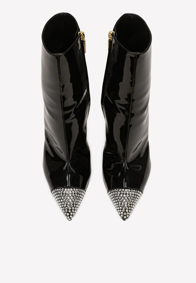 Dolce & Gabbana Crystal-embellished Ankle Boots In Black