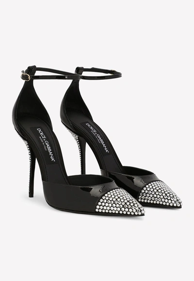 Dolce & Gabbana Cardinale 105 Rhinestone Embellished Pumps In Patent Leather In Black