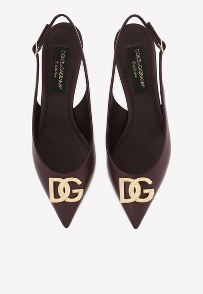 Dolce & Gabbana Cardinale 60 Slingback Pumps In Calf Leather In Bordeaux