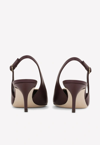 Dolce & Gabbana Cardinale 60 Slingback Pumps In Calf Leather In Bordeaux