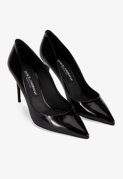 Shop Dolce & Gabbana Cardinale 90 Patent Leather Pointed Pumps In Black