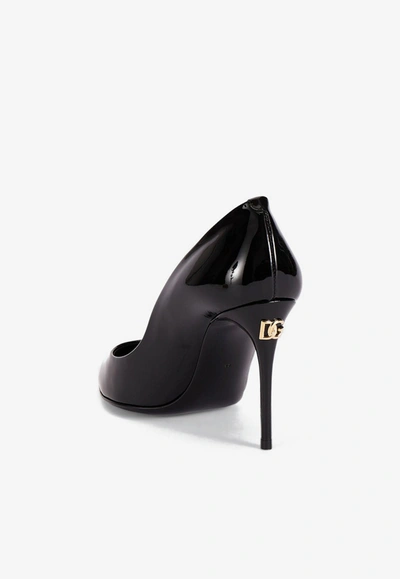 Dolce & Gabbana Cardinale 90 Patent Leather Pointed Pumps In Black