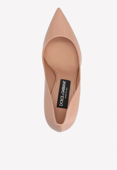 Dolce & Gabbana Cardinale 90 Patent Leather Pumps In Nude